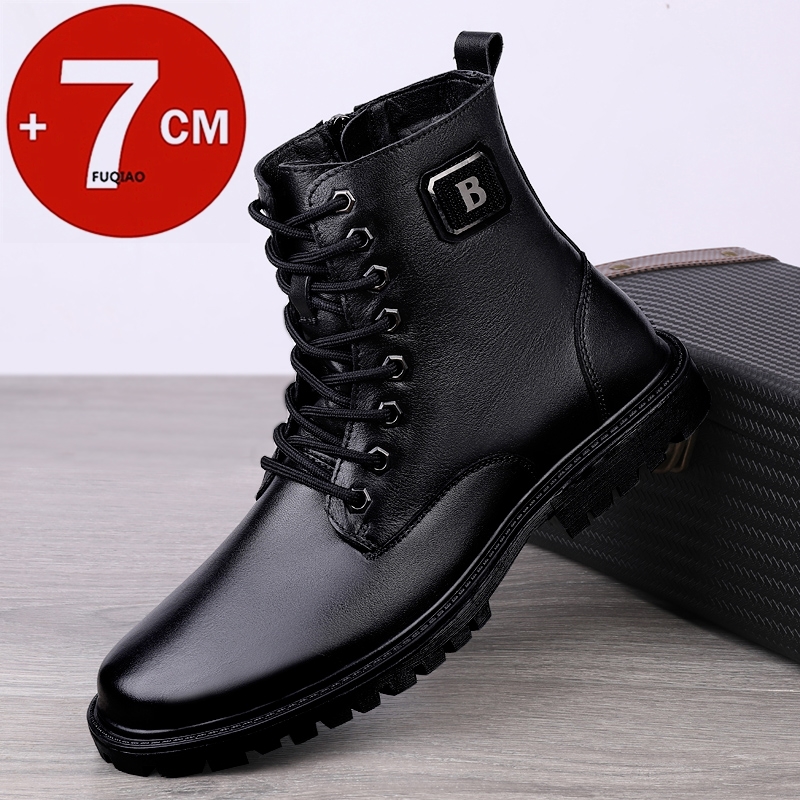 Men'S Shoes Increase Height - Men's Genuine Leather Elevator Boots Winter