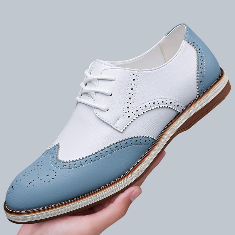 Men'S Shoes Hugo Boss - Mens White Blue Two Tone Brogue