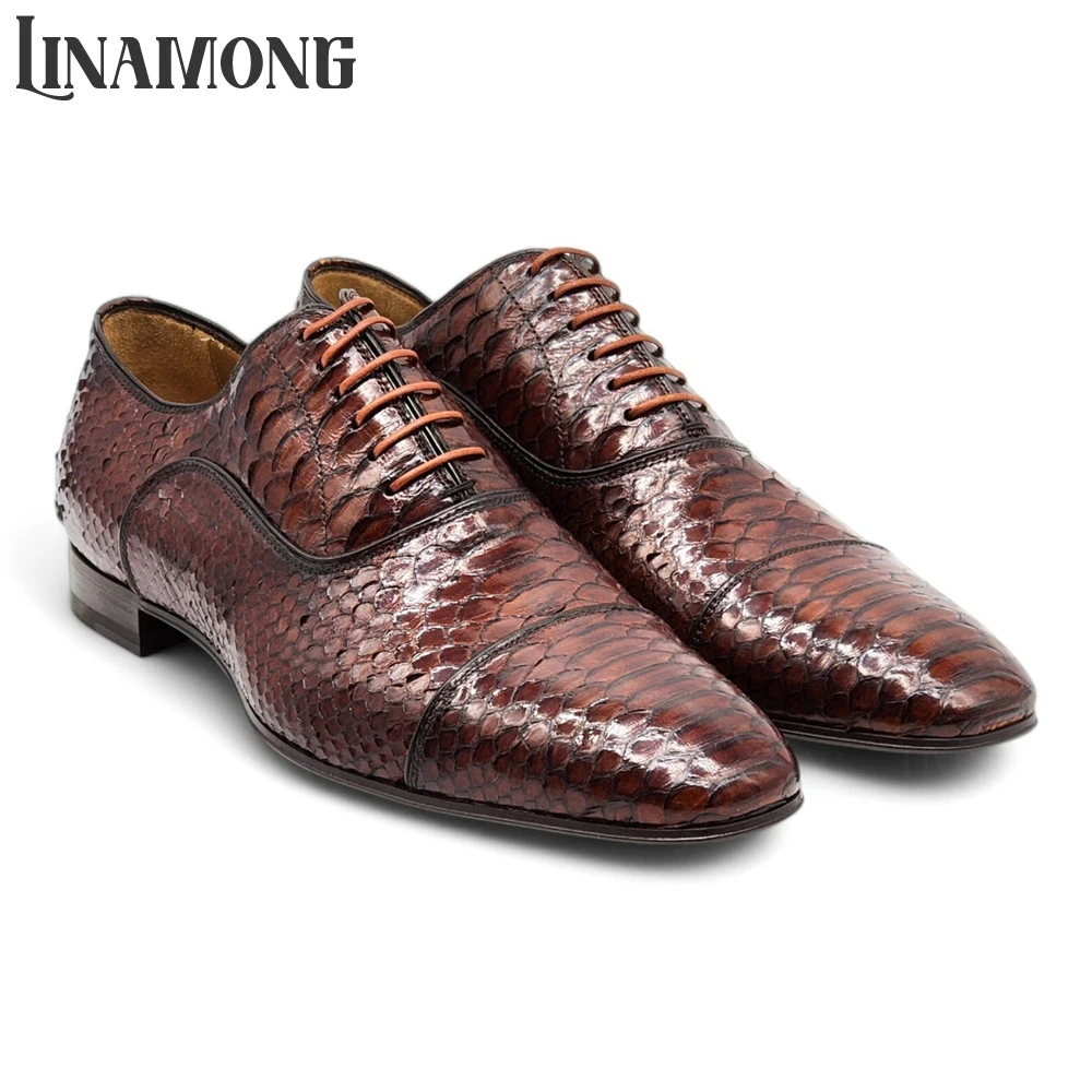 Brown Faux Python Leather Oxfo - огляд і ціна Men'S Shoes Limited Edition