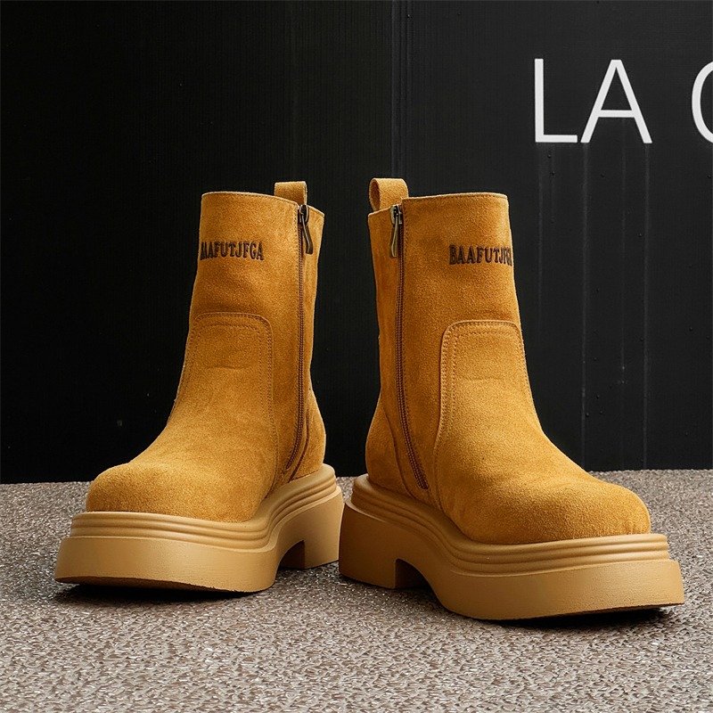 Winter Europe America Retro Th - огляд і ціна Men'S Shoes Increase Height